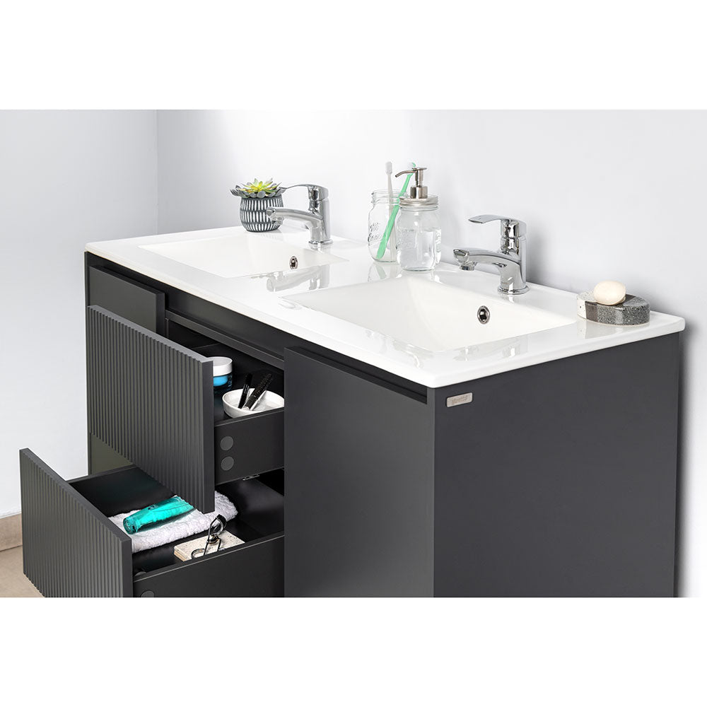 Mueble Vanitorio Sophie Dark Grey Texturado + Cubierta 120x46x50 cm