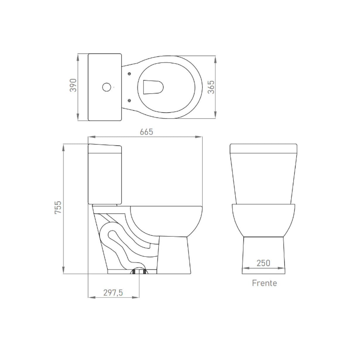 Sanitario Wc Descarga Piso 30 cm Two Piece Theos (Vertical)