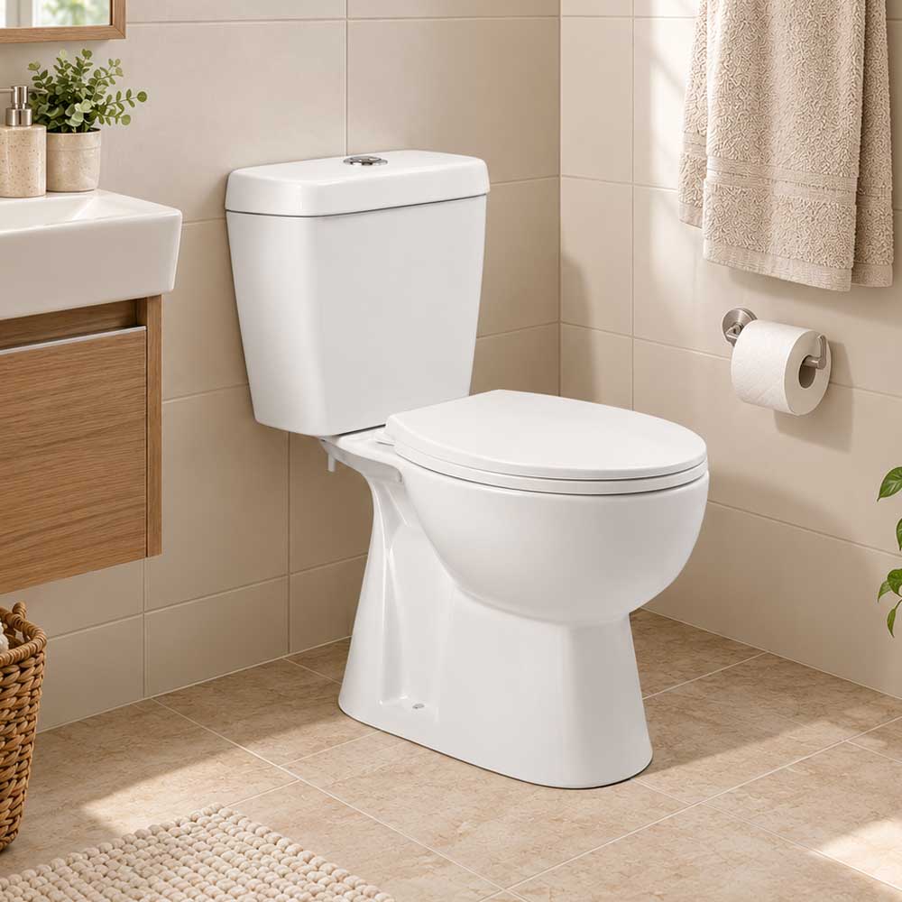 Sanitario Wc Descarga Piso 30 cm Two Piece Theos (Vertical)