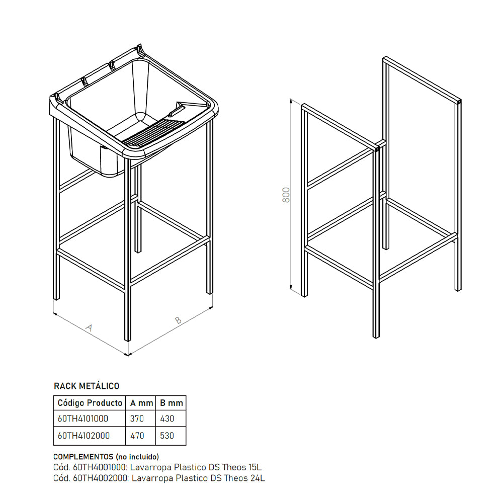 Rack Lavarropas Theos 37x43x80 cm