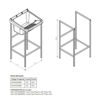 Rack Lavarropas Theos 47x53x80 cm
