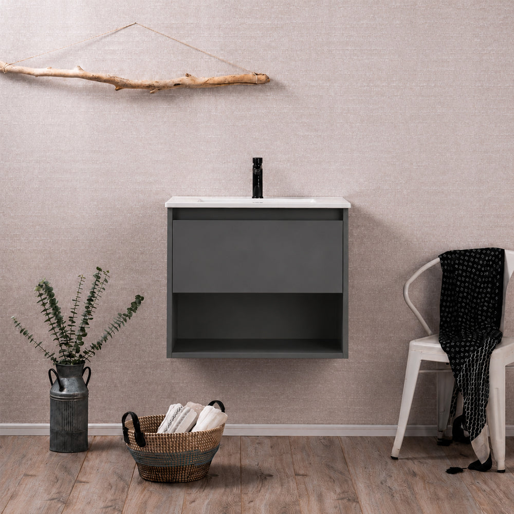 Mueble Vanitorio Zoé Gris Grafito + Cubierta 100x46x50 cm