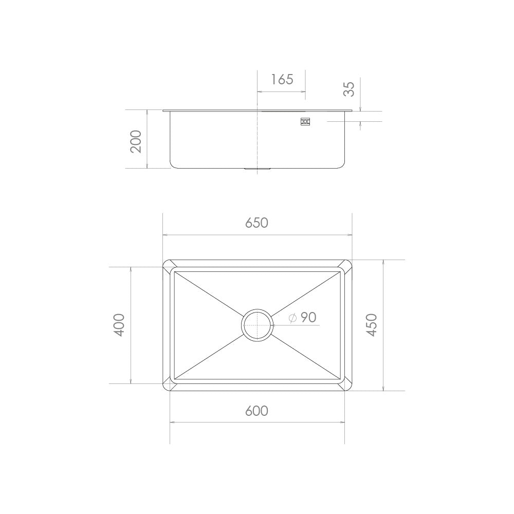 Lavaplatos Empotrado Aramis 65x45cm Inox Satinado