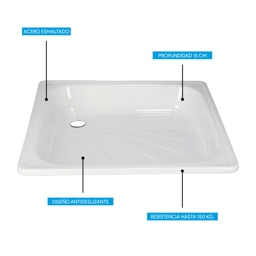 Receptáculo de acero esmaltado 15 cm Atenas sin Desagüe