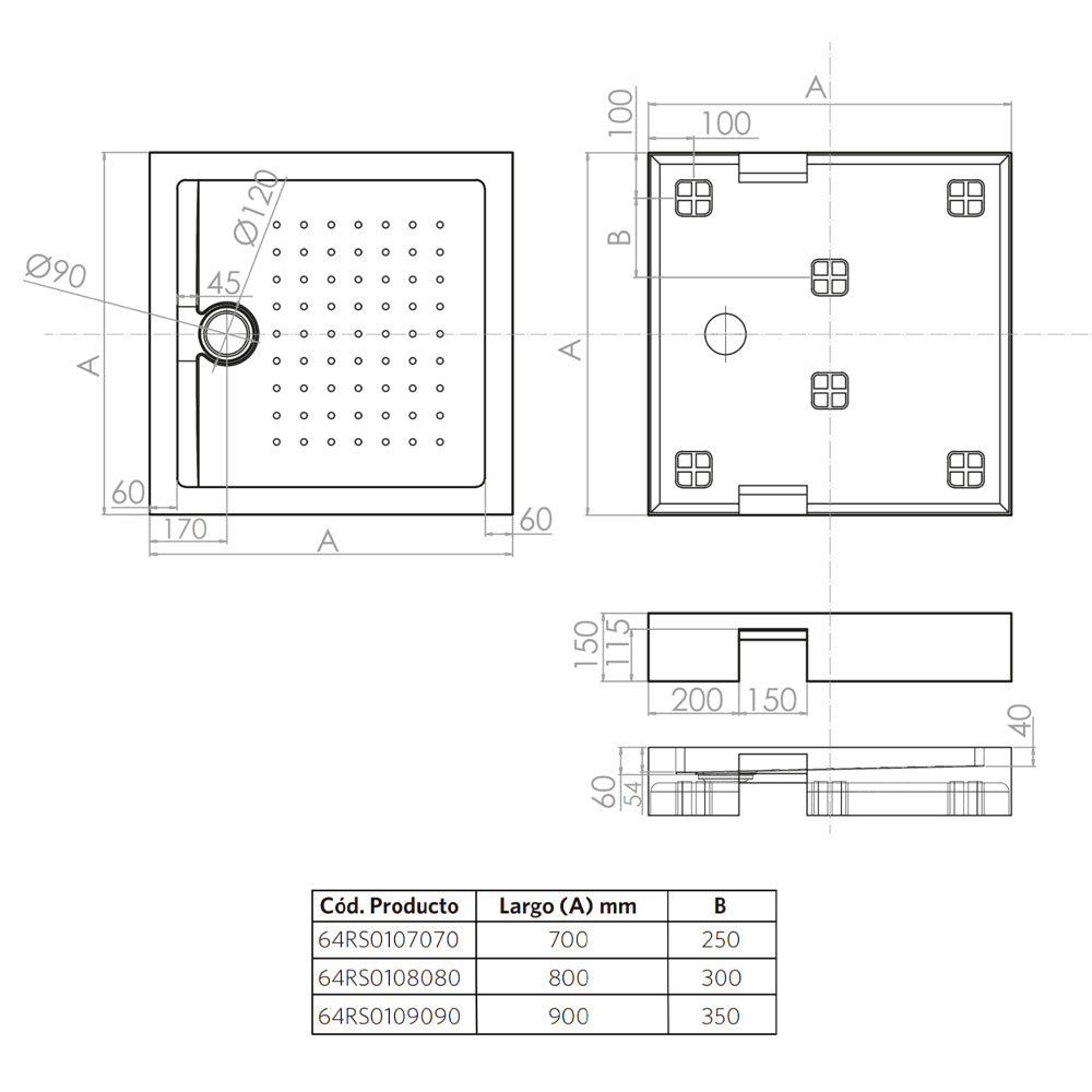 Receptáculo Acrílico Cuadrado Hera