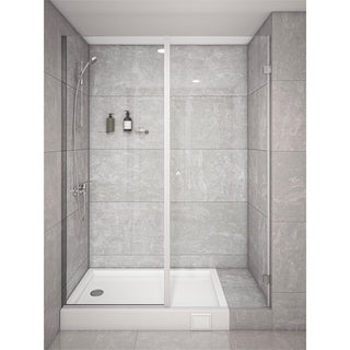 Mampara Abatible 185x110 cm Vidrio 8 mm Perfil Cromado