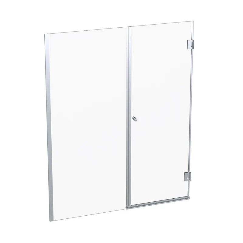 Mampara Abatible 185x140 cm Vidrio 8 mm Perfil Cromado