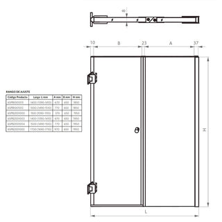 Mampara Abatible 140x185 cm Vidrio 8 mm Perfil Cromado