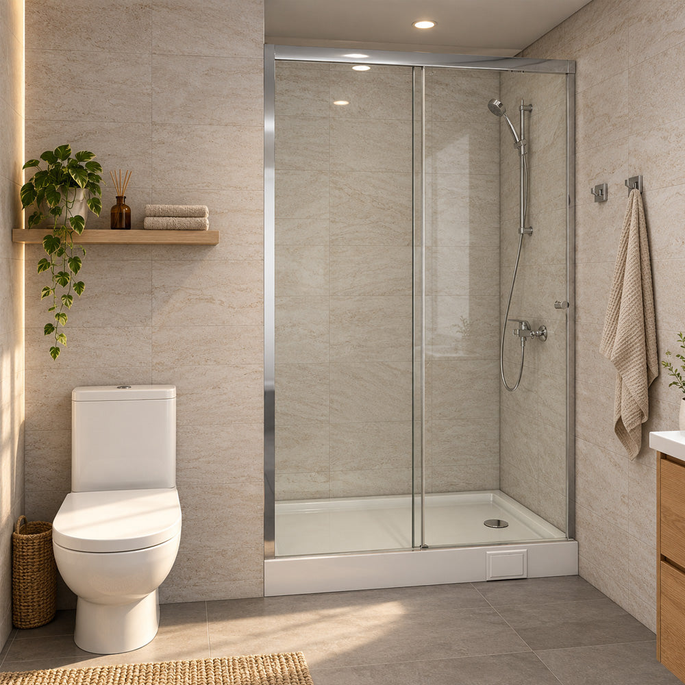 Mampara Corredera Hera 110x185 cm Ajustable ±1 cm Cromado
