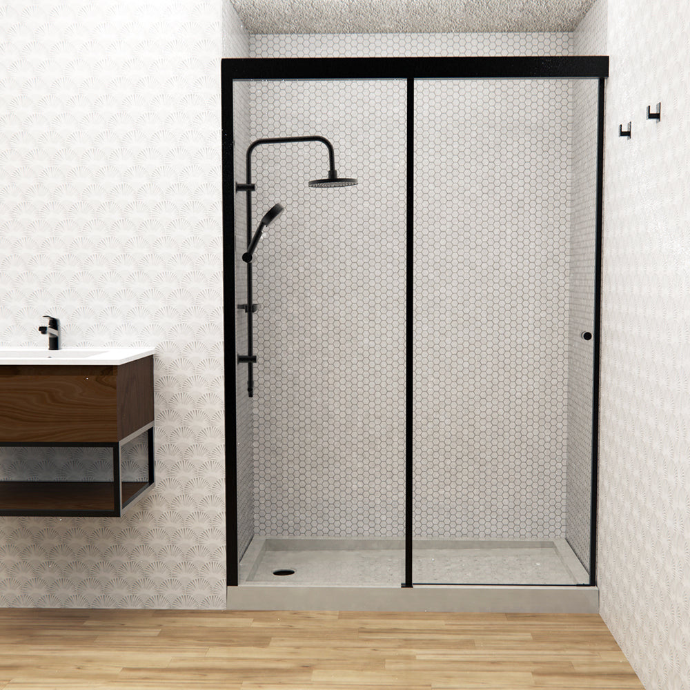 Mampara Corredera Altura 185 cm Ajustable ±3 cm Perfil Negro Mate