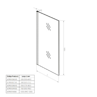 Mampara Fija 70x185 cm Ajustable ±1 cm Cromado