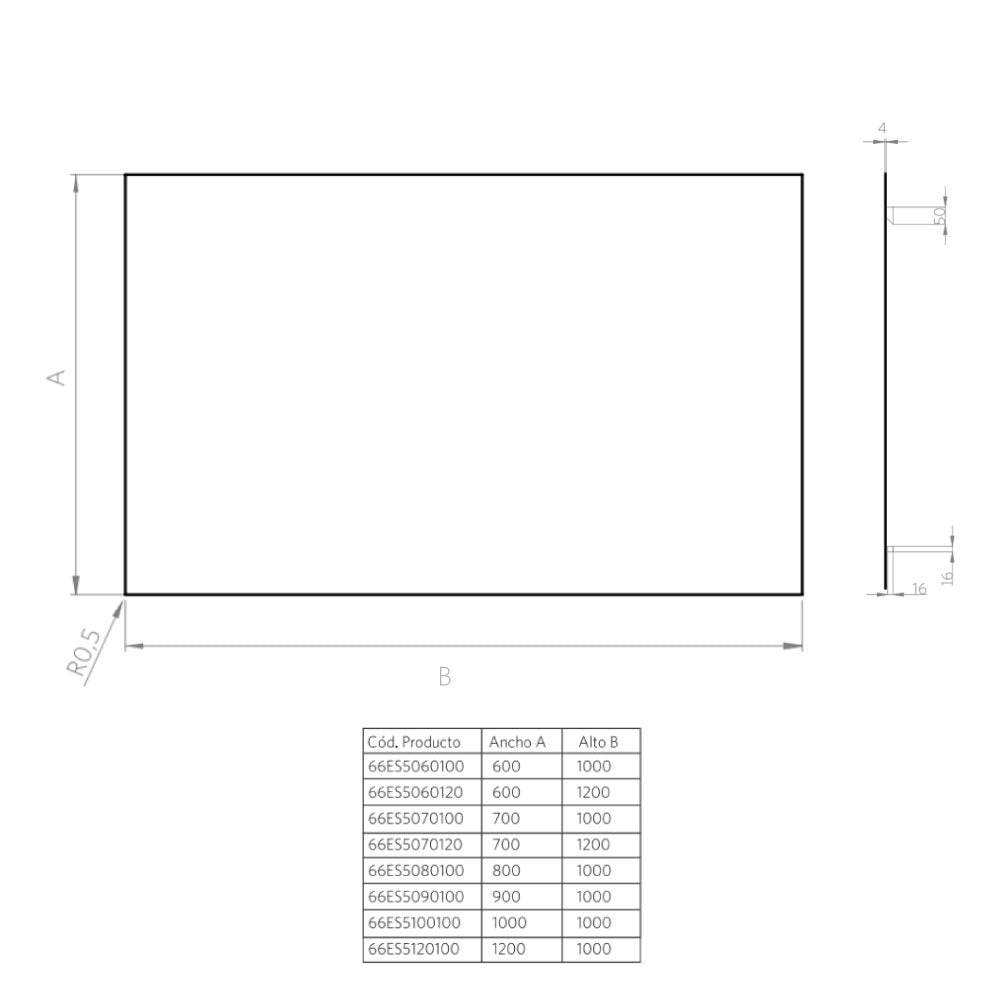 Espejo Rectangular 130x100 cm + Fijación con listón de madera