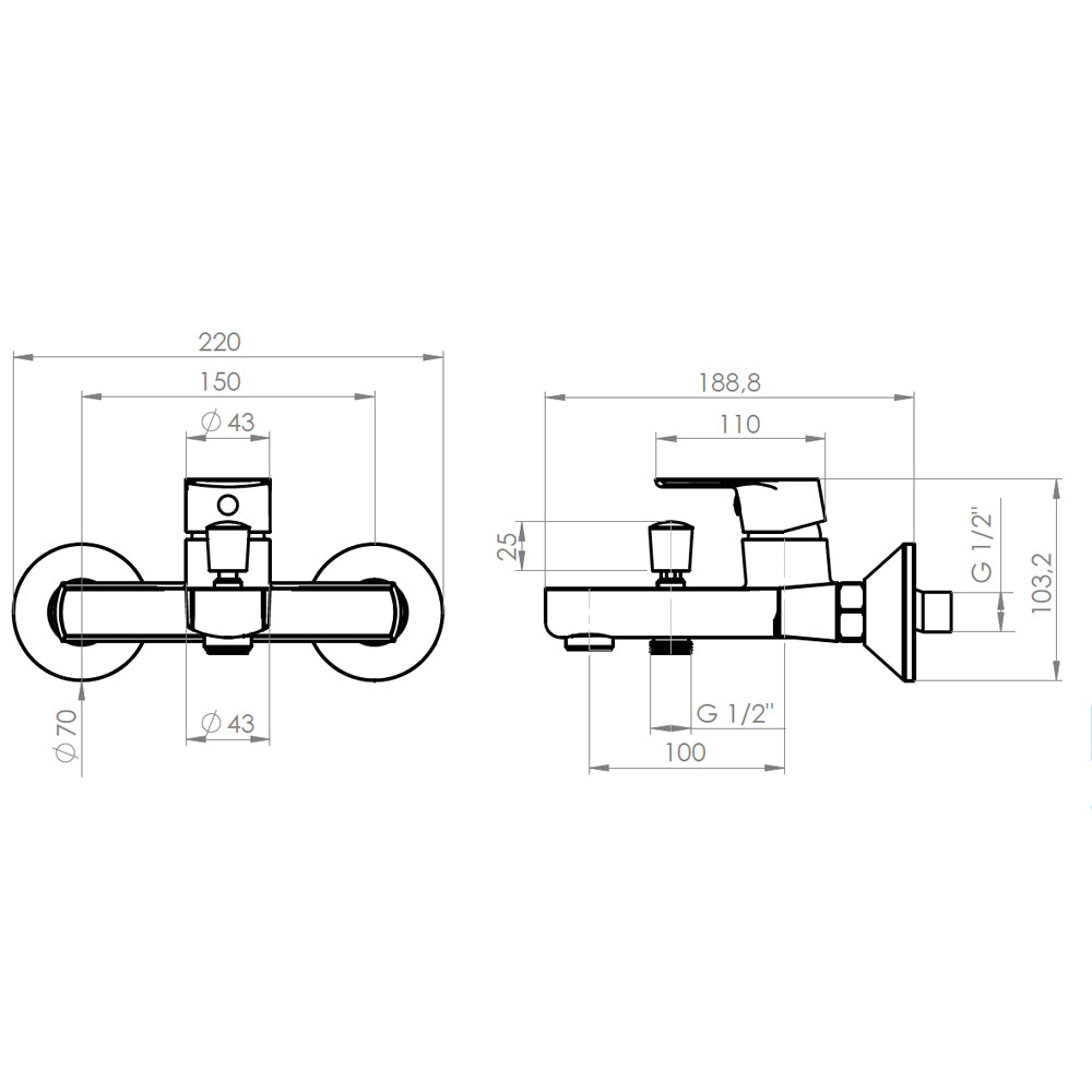 Monomando Tina Ducha Filippo Grafito Austral