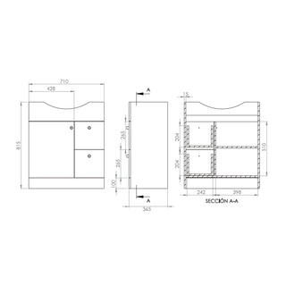 Mueble Vanitorio Adele Blanco + Cubierta 80x46x18 cm