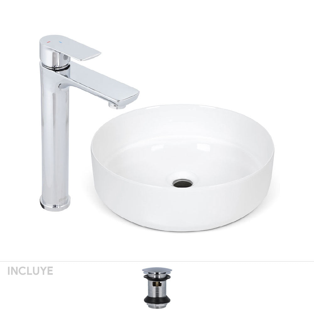 Pack Almanza | Vanitorio Sobre Cubierta 41cm + Lavatorio alto