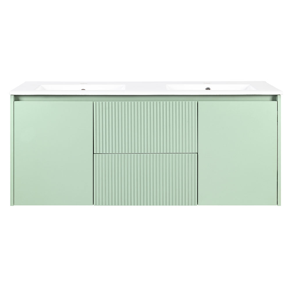 Mueble Vanitorio Sophie Sage Green Texturado + Cubierta 120x46x50 cm