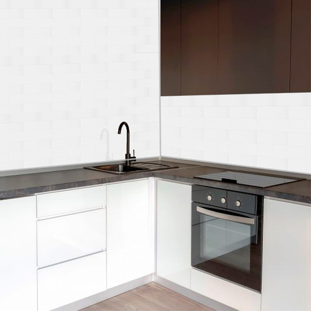 Cerámica Muro -  Brick Brillo Blanco 10x20