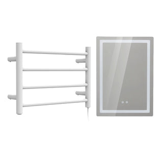 Pack Baño Oliva | Espejo + Secador de Toallas Blanco