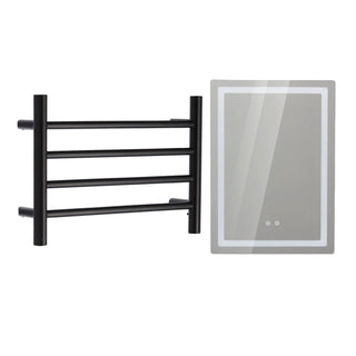 Pack Baño Oliva |  Espejo + Secador de Toallas Negro Mate