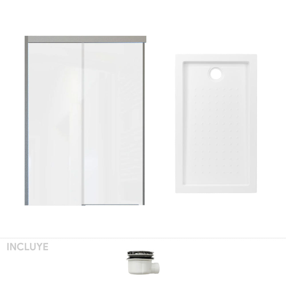 Pack Baño Oviedo | Mampara Corredera + Receptáculo | 120 cm ancho