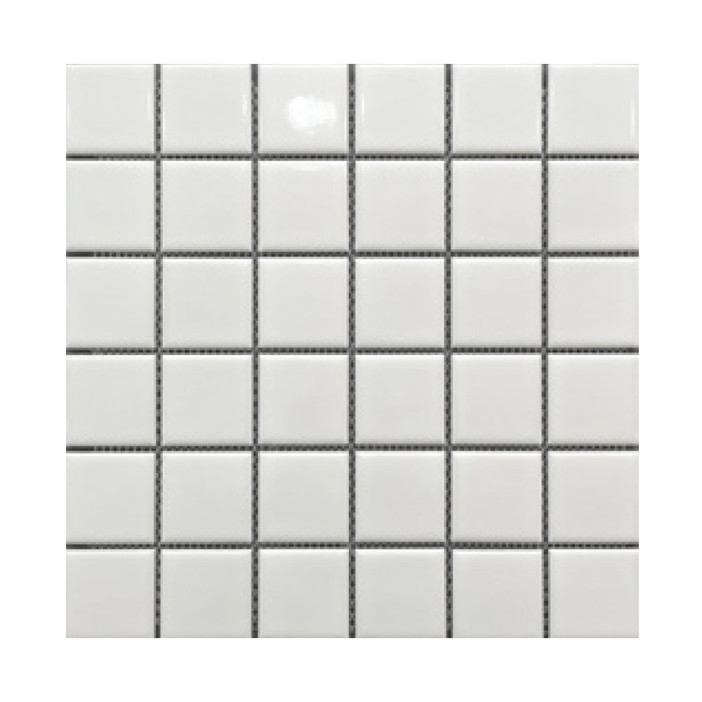 Gres - Mosaico Blanco 5x5 Muro Mate Sobre Malla 30x30