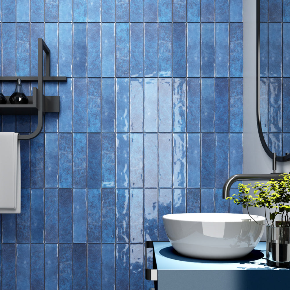 Cerámica  Muro - Brick Soho Blue Brillo  7,5 x 30