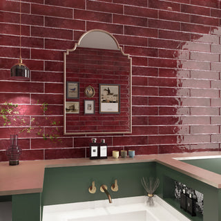 Cerámica  Muro - Brick Soho Wine Brillo  7,5 x 30