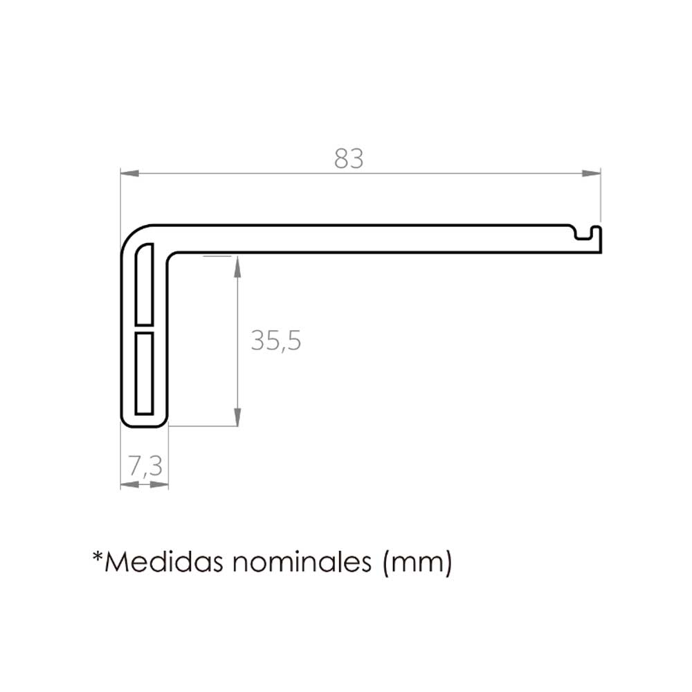 Nariz de Grada Gris Concreto 2400x83x35.5mm