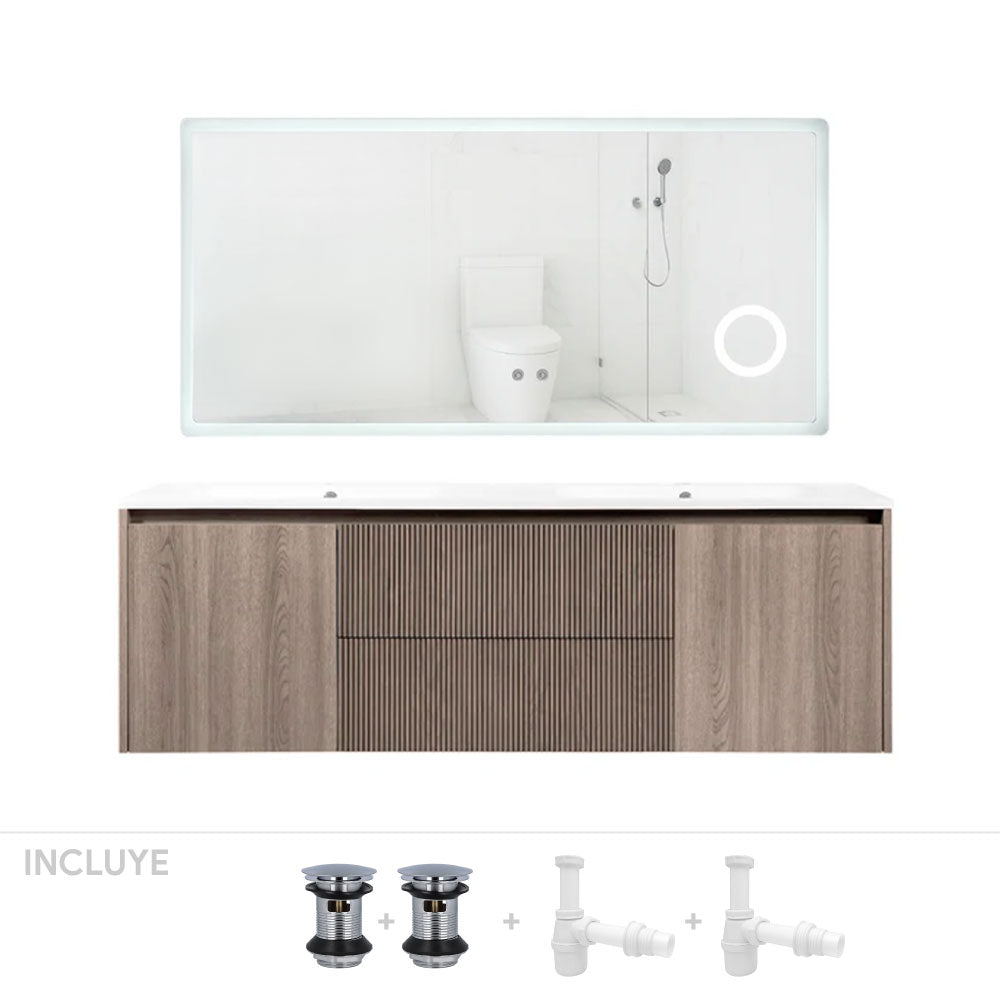 Pack Baño Salamanca | Mueble Vanitorio Lenga + Espejo Led