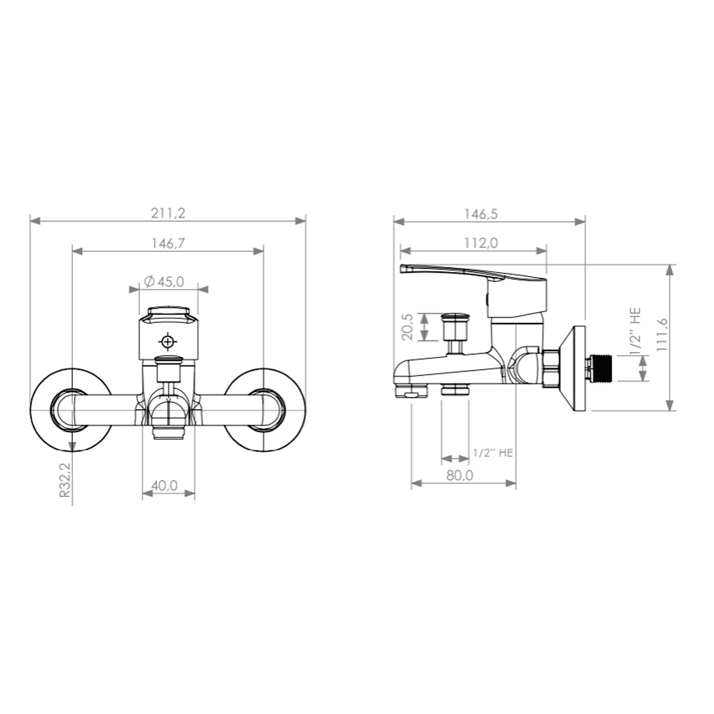 Monomando Tina Ducha Alabama Cromo