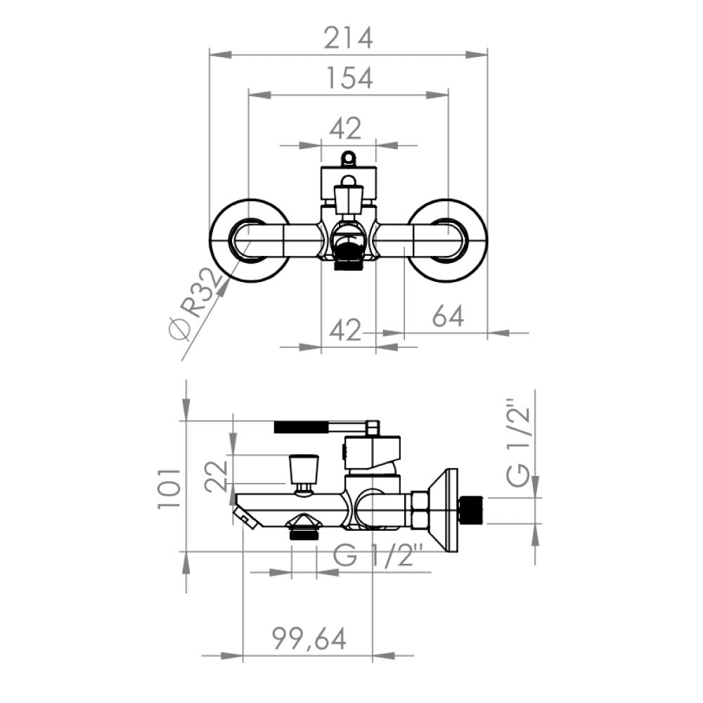 Monomando Tina Ducha Amalfi Cromo