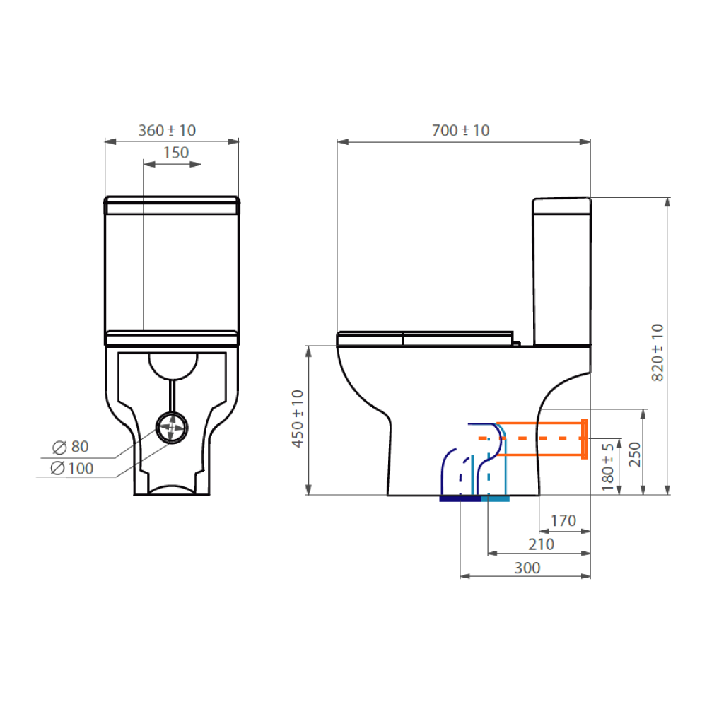 Sanitario WC Completo Acros Plus Salida Dual