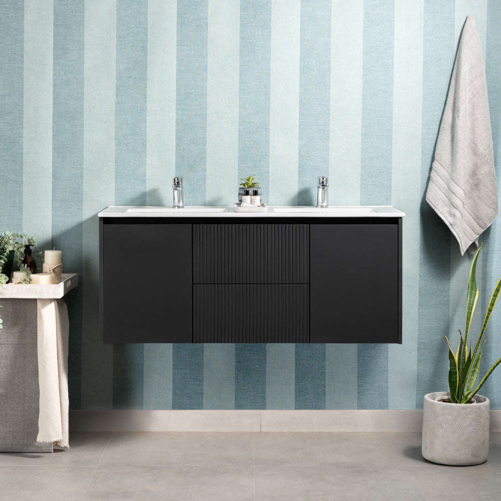 Mueble Vanitorio Sophie Dark Grey Texturado + Cubierta 120x46x50 cm