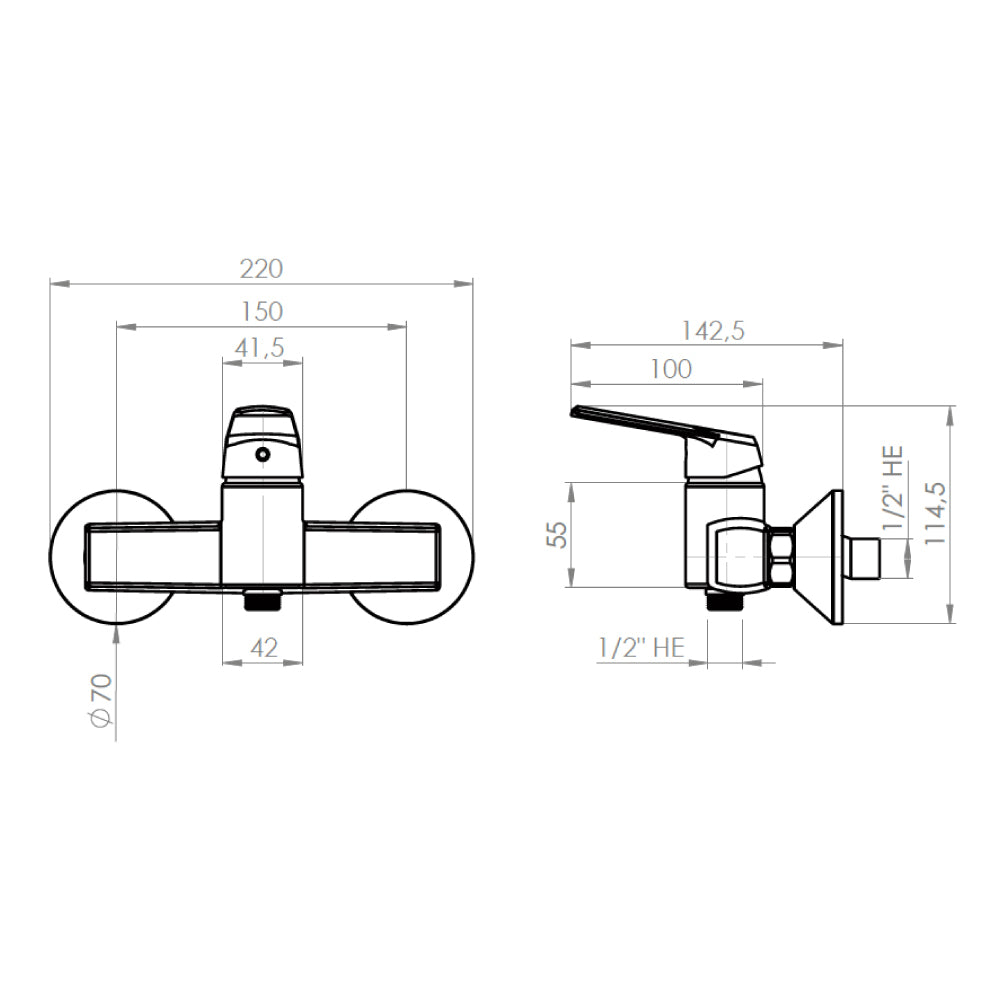 Monomando Ducha Módena Eco Cromo