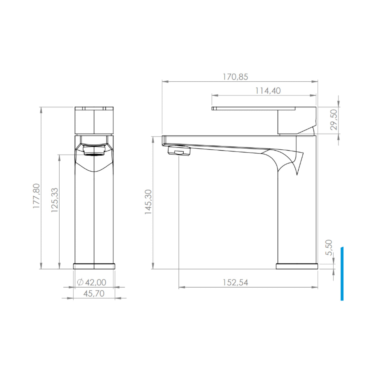 Monomando Lavamanos Verceli Negro Mate
