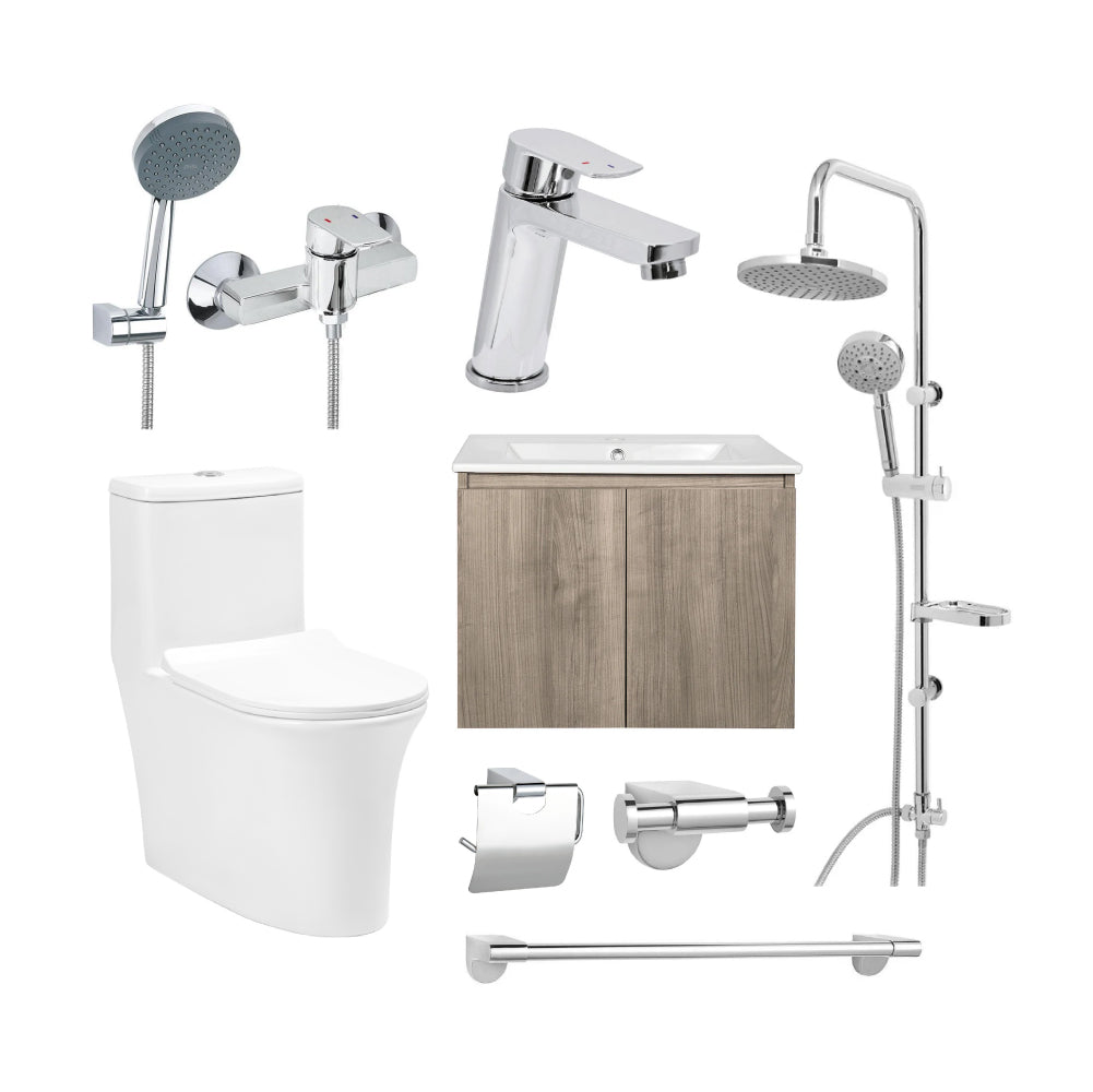 Pack Madrid | Mueble + Griferías + Sanitario + Accesorios + Columna