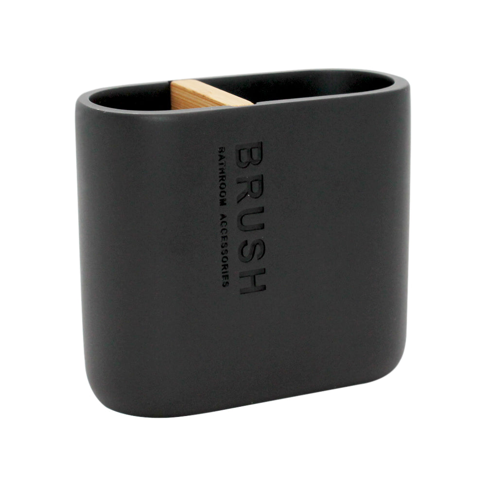 Kit Accesorios Baño Resina 4 piezas Negro/Bamboo