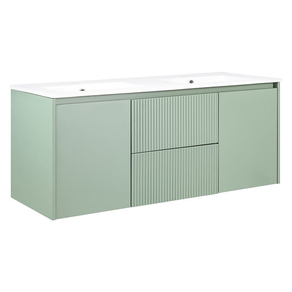 Mueble Vanitorio Sophie Sage Green Texturado + Cubierta 120x46x50 cm