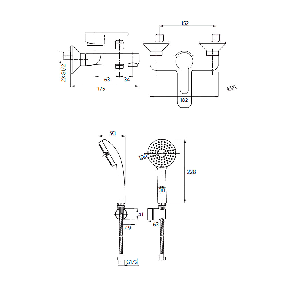 Monomando Tina Ducha Arona Negro Onyx