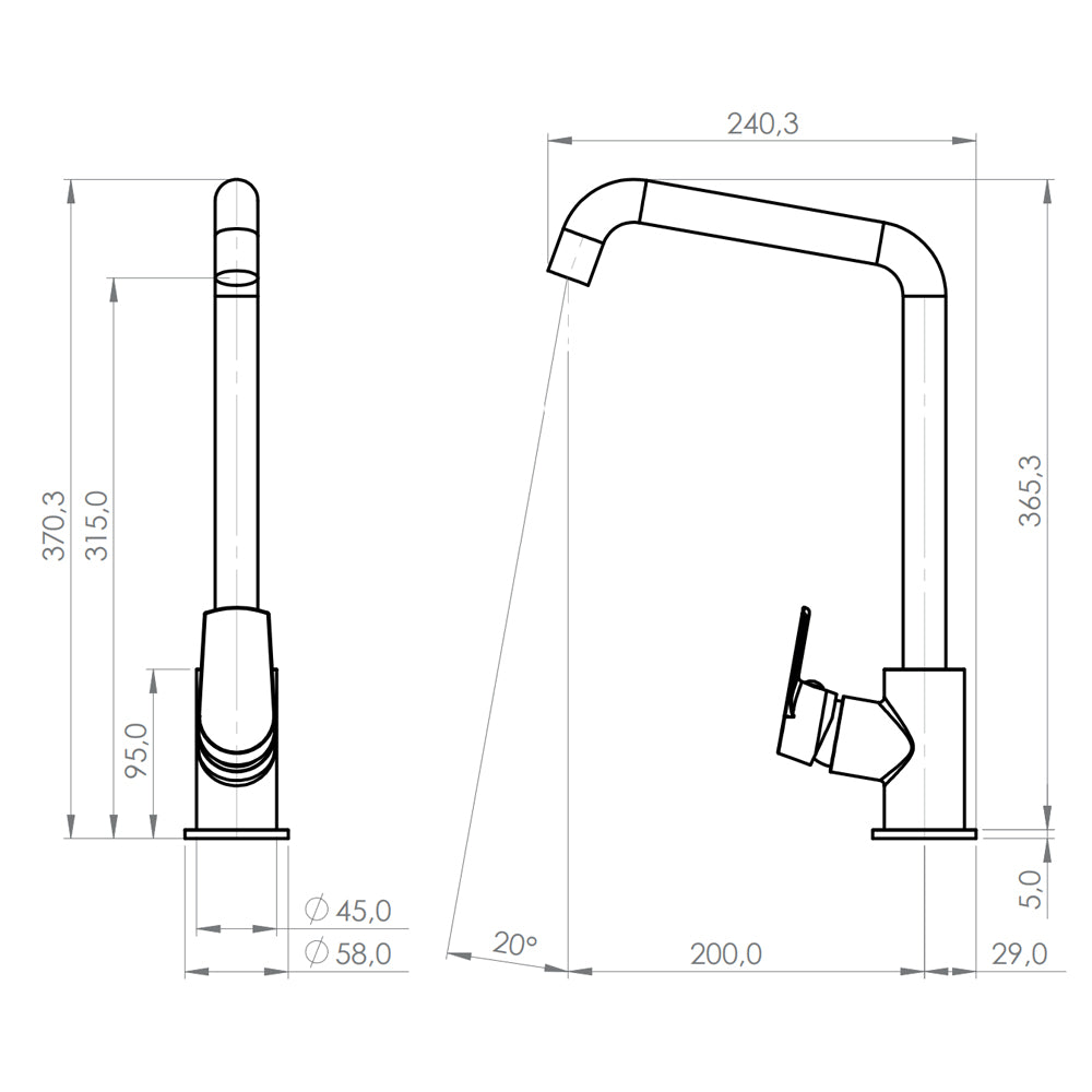 Monomando Lavaplatos Caño Recto Filippo Cromo