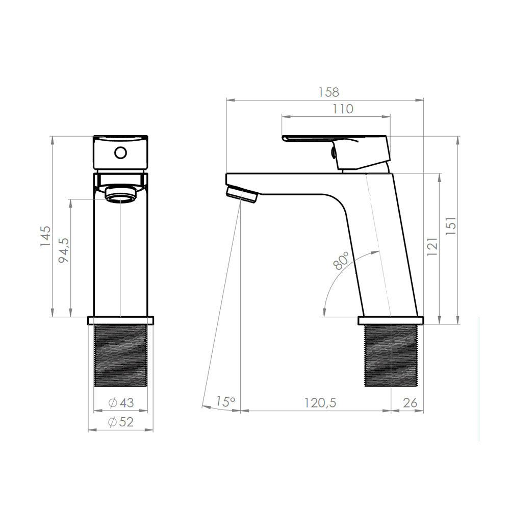 Monomando Lavamanos Filippo Grafito Austral