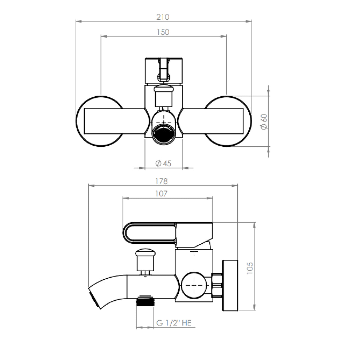 Monomando Tina Ducha Rizzo Negro Mate