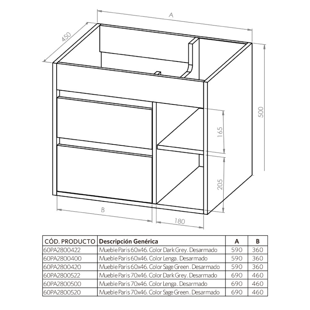 Mueble de Baño Completo Paris Lenga